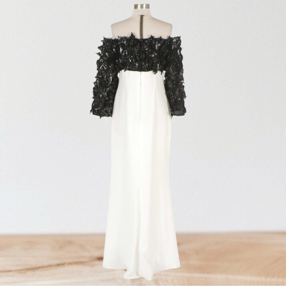 Isabel Sanchis Berceto Ruffle Mermaid Dress Size 10 Black / White - Picture 5 of 8